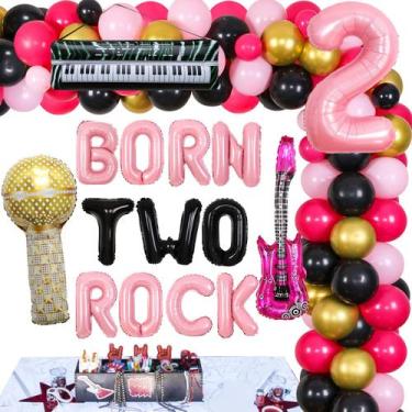 Imagem de Conjunto de decorações de aniversário Sursurprise Born Two Rock 2nd Gi