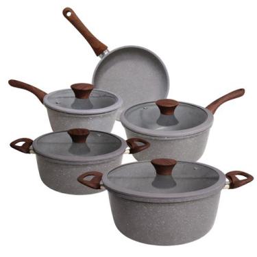 Imagem de Jogo de Panelas Indução Premium Antiaderente Ceramico Tampa Vidro - PA