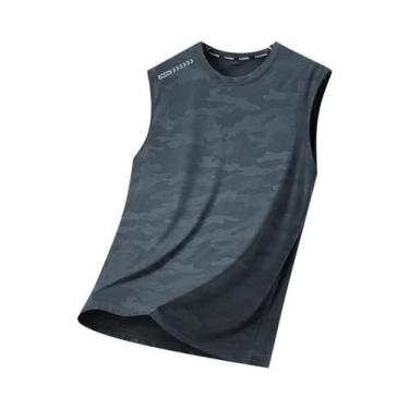 Imagem de Camiseta Regata Masculina De Verão Em Seda Gelada Camuflada De Secagem