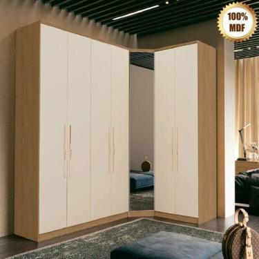 Imagem de Guarda Roupa Modulado de Canto 7 Portas com Espelho 3 Peças Decor - Mó