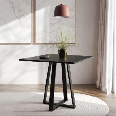 Imagem de Mesa De Jantar Mônaco 90cm Preta Base Preto - Móveis Iberia