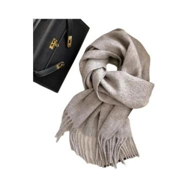 Imagem de Cachecol Feminino Longo De Lã E Caxemira Quente Para Inverno, Xale Sól