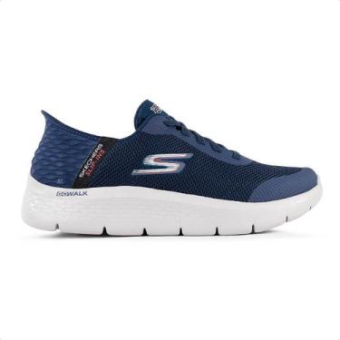 Imagem de Tênis Skechers Slip In Go Walk Preto Masculino Ortopédico, Nvy, 40
