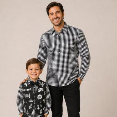 Imagem de Roupa Caipira Masculina Pai e Filho Kit Festa Junina Quadrilha Cordel 