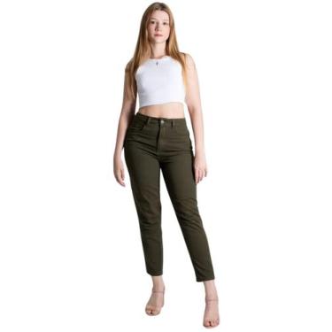 Imagem de Calça mom  Feminina verde  Sarja Sawary 276908, 46, Verde