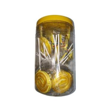 Imagem de Pirulito Psicodélico Chaves Amarelo e Branco 30g C/30 Un - Miguelito