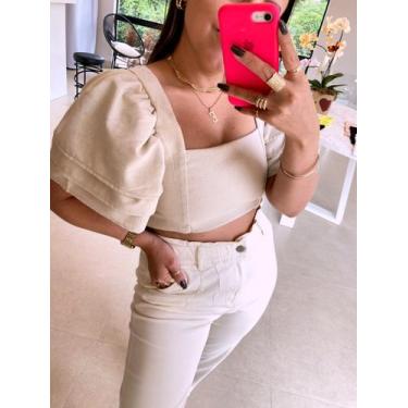 Imagem de Cropped cor crua em linho - Feminices 