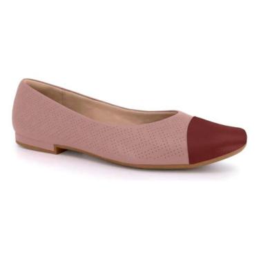 Imagem de Sapatilha Feminina Usaflex Bico Redondo Couro MM0102, 36, Rose
