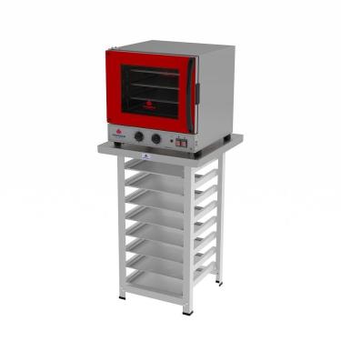 Imagem de Kit Forno Turbo Progás Prp-004 G2 com Bancada Mes-004 e 8 Assadeiras Cimapi Vermelho 110V