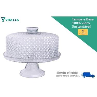 Imagem de Porta Bolo Boleira Prato e Tampa De Vidro 28cm Bico de Jaca Vitazza