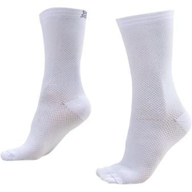 Imagem de Meia HUPI Carbono Branco 1 Par para Corrida Bike, Cor: BRANCO, Tamanho: Único 36-42