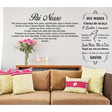 Imagem de Adesivo Decorativo Parede Oração Frase Ave Maria e Pai Nosso