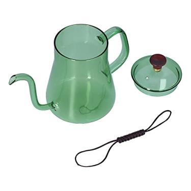 Imagem de Chaleira de café com bico de pescoço de ganso longo, bico de pescoço de ganso de vidro brilhante fácil de limpar grande capacidade para casa (verde)