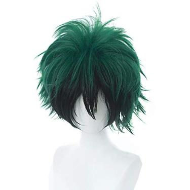 Imagem de Peruca Cosplay Anime, Peruca Festa Halloween, Rede Cabelo Grátis (Peruca Midoriya Izuku)