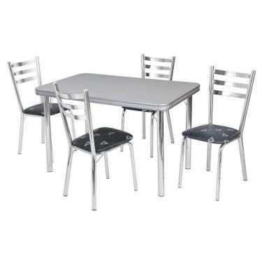 Imagem de conjunto de mesa de jantar com 4 cadeiras gisele corino cromado e preto