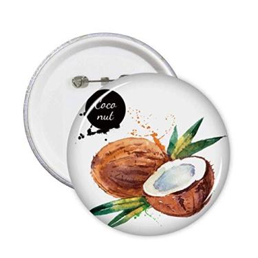 Imagem de Coconut Fruit Tasty Healthy Aquarela Alfinetes Emblema Botão Decoração 5 peças