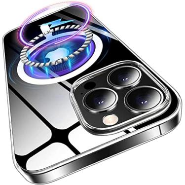 Imagem de Para iPhone 14 Pro Case Para Magnetic Charge Wireless Charge Anti-Yellow Case For iPhone Magnetic Hard Clear Shockproof Protective,Shockproof,Para iphone 12