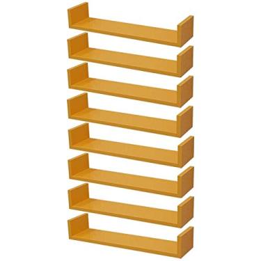 Imagem de Kit 8 Prateleiras U 50 x 20cm Amarela Suporte Invisível