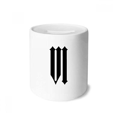 Imagem de DIYthinker Numerais romanos Seis em silhueta preta caixa de dinheiro caixa de cerâmica porta-moedas presente de cofrinho