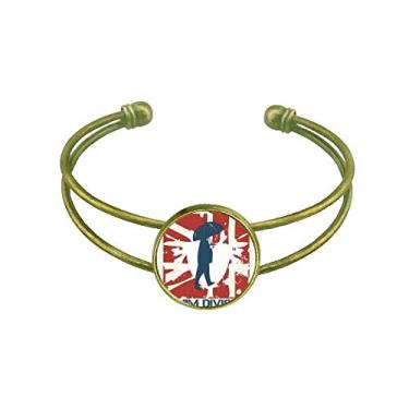 Imagem de Pulseira de rua com estampa de guarda-chuva masculino azul vermelho e retrô, joia aberta
