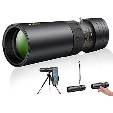 Imagem de Telescópio monocular, 4K 10-300X40mm Super Telephoto Zoom à prova d'água, com suporte para smartphone e tripé, para observação de pássaros, acampamento e caminhadas