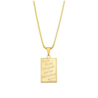 Imagem de Corrente Masculino Com Pingente Tudo Posso Naquele Que Me Fortalece Cordao Colar Masculino Banhada Ouro 18k 1mm Moeda Antiga (60cm)