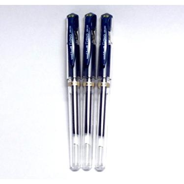 Imagem de Uni-Ball Signo Broad Point Gel Impact Pen Blue Black Ink, 3 pens per Pack (Japan Import) [Komainu-Dou Original Package]