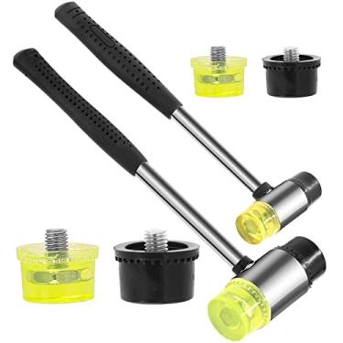 Imagem de Rustark Conjunto de martelo de borracha e plástico de dupla face de 25 mm e 35 mm, 6 peças, conjunto de martelo de cabeça dupla, martelo de joias com martelo pequeno, 4 peças, cabeças de substituição,