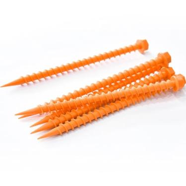 Imagem de Picos de chão para tenda, estacas para caminhada, comprimento de montanhismo, área externa, plástico pp, 10 peças, prático, laranja, 10 peças