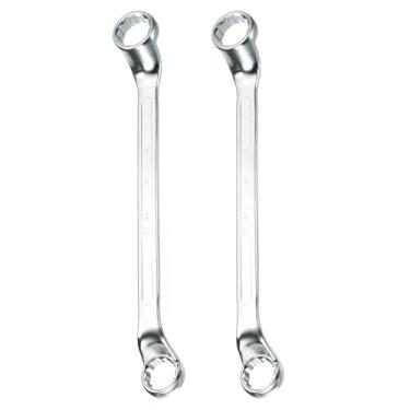 Imagem de HARFINGTON 2 peças Chave de extremidade de caixa extralonga deslocada 24 x 27 mm métrica 12 pontos 75 graus chave catraca caixa de extremidade dupla CR-V polido ferramentas de chave inglesa longa