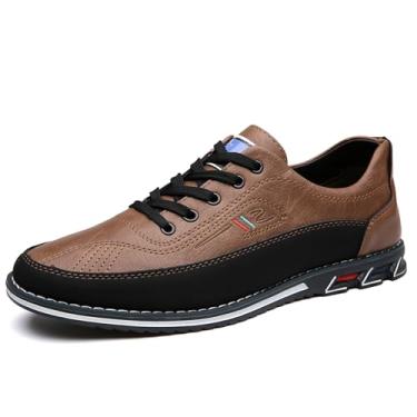 Imagem de Tênis social masculino Gatsby, Oxford Derby, casual, mocassim com cadarço para negócios, dirigir, escritório, caminhada, Marrom, 37
