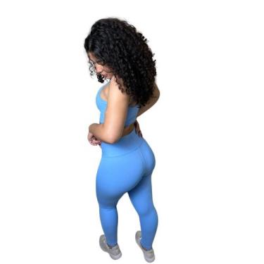Imagem de Conjunto Legging e Top Poliamida Academia Cross Pilates - swg, Azul, g
