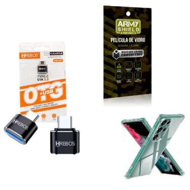 Imagem de Kit Adaptador USB para Tipo C + Capinha Samsung S23 Ultra + Película 3