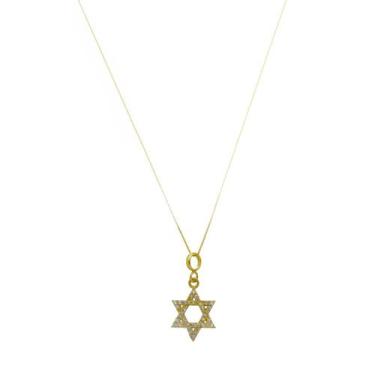 Imagem de Corrente Feminino De Ouro 18k Veneziana 50cm Estrela De Davi - DR Joia
