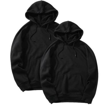 Imagem de Kit 2 Moletom Masculino Feminino Blusa Casaco Canguru Capuz Kit com 2 