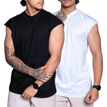 Imagem de Kit 2 Camisetas Regata Oversized Masculina Lisa Camiseta Streetwear 10