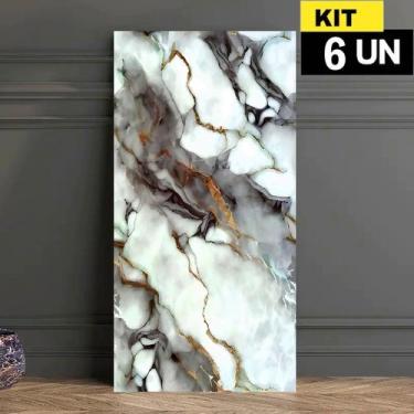 Imagem de Kit 6 Placas Painel Adesivo Vinílico 3D Revestimento Porcelanato Mármo