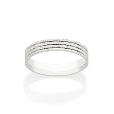 Imagem de Aliança Diamantada com frisos 4mm prata 925 Rommanel 810232, 14