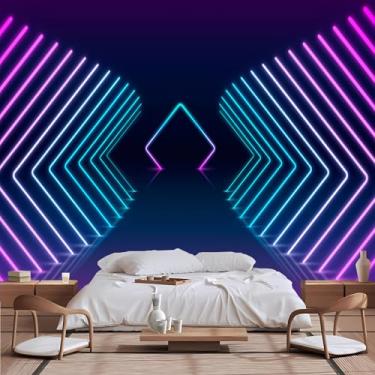 Imagem de Lcythiazole Papel de parede geométrico de tamanho personalizável - mural de papel de parede geométrico grande, autoadesivo removível para quarto, banheiro, escritório, quarto infantil