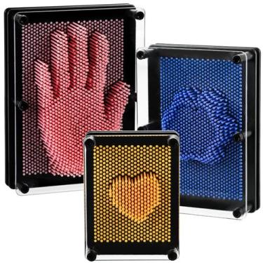 Imagem de Pacote com 3 brinquedos sensoriais 3D de plástico Pin Art Board Dicuno