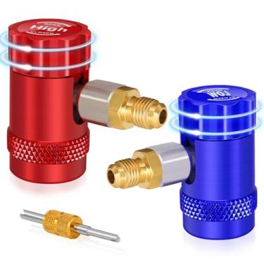 Imagem de Adaptador R1234yf, adaptador ajustável 1234yf, acopladores rápidos laterais de alta/baixa pressão R1234yf, adaptadores de manômetro coletor R1234yf, adaptador de refrigerante R1234yf para carro AC