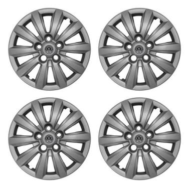 Imagem de Jogo de Calotas Aro 14 121CP-PTA + Emblema Alumínio VW Preto - Garagem
