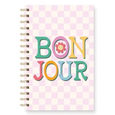 Imagem de Studio Oh! Medium Spiral Notebook 5.75" x 8.75", Cute Cover Daily Planner, Hardcover Journal Notepad, 160 Page Lined Paper, 100 GSM Paper Weight, Lay-Flat Binding for Journaling, Bonjour