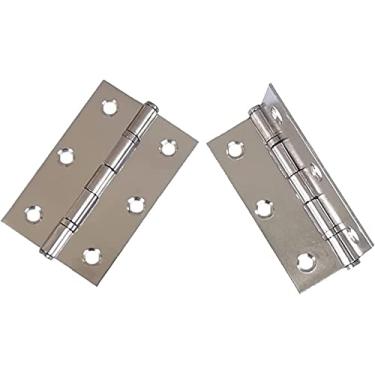 Imagem de BAZAC 2 dobradiças planas de aço inoxidável de 3,0 pol, portas de armário, janelas, móveis de madeira, dobradiças, porta da casa, armário, armário, dobradiças de armário.