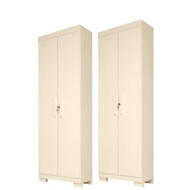 Imagem de Kit 2 Armário Multiuso Israel 2 Portas com Chave 100% MDF  Linhamobíli