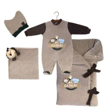 Imagem de Saída De Maternidade Menino Safari Bege Com Saco de Dormir - Millena B