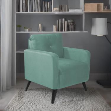 Imagem de Poltrona Decorativa Sala Escritorio Bahamas Veludo - Verde Agua Verde Agua
