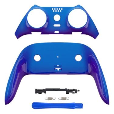 Imagem de eXtremeRate Capa Decorativa Superior E Inferior Compatível Com Controle Ps5 Edge, Faça Você Mesmo, Clipe Frontal Traseiro, Personalizada Placas Roxas Azuis Camaleão