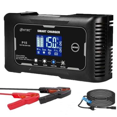 Imagem de SolaMr Carregador De Bateria Lítio Lifepo4, 15 A, 12 V E 24 V, Portátil Inteligente Para Carro, Chumbo-Ácido (Agm/Gel/Sla...), Ciclo Profundo Marítimo, Rv, Motocicleta (P15)