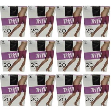 Imagem de Kit 12 Meia-Calça Clássica Fio 20 Preta Grande - Trifil
